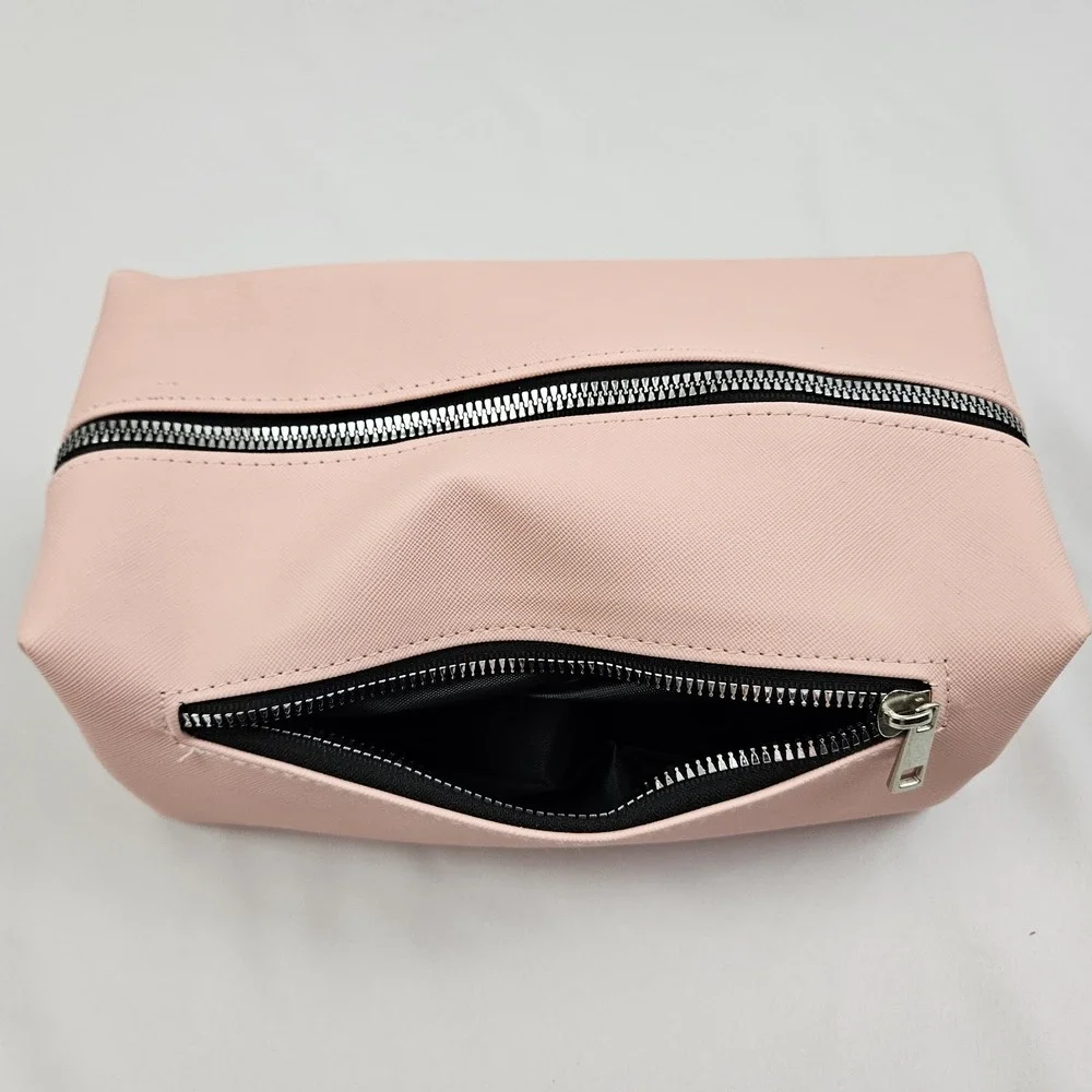 New Rae Dunn Pink Cosmetic Makeup Bag 10x5x4.5